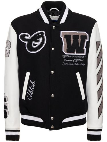 Lea Wool Blend Varsity Jacket - OFF-WHITE - Modalova