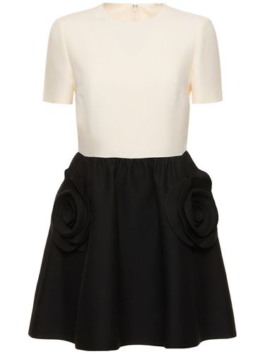 Wool & Silk Crepe Mini Dress W/ Roses - VALENTINO - Modalova