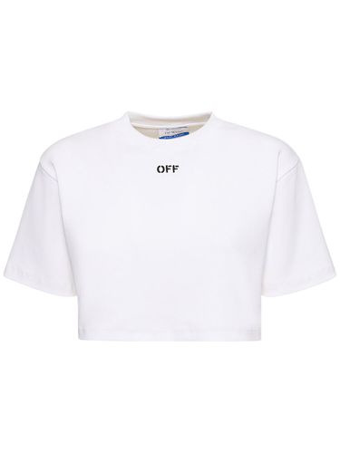 Logo Cotton Blend Cropped T-shirt - OFF-WHITE - Modalova