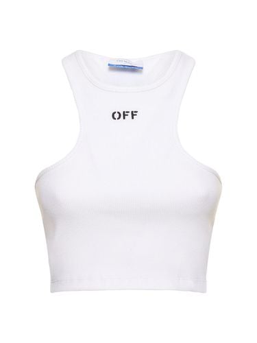 Logo Cotton Blend Crop Top - OFF-WHITE - Modalova