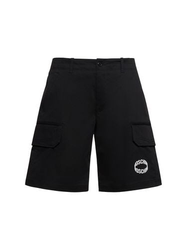 Logo Cotton Gabardine Cargo Shorts - MOSCHINO - Modalova