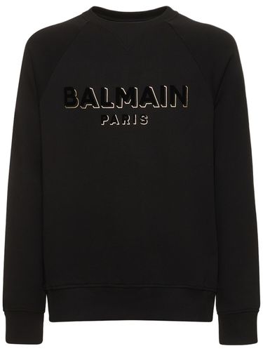 Flocked & Foiled Logo Sweatshirt - BALMAIN - Modalova