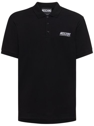 Camiseta Polo De Jersey De Algodón Con Logo - MOSCHINO - Modalova