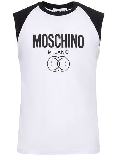 Logo Print Cotton Jersey Tank Top - MOSCHINO - Modalova