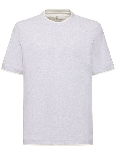 Layered Cotton Jersey Solid T-shirt - BRUNELLO CUCINELLI - Modalova