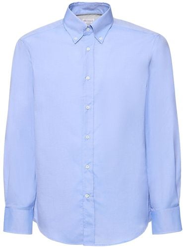 Cotton Twill Button Down Shirt - BRUNELLO CUCINELLI - Modalova