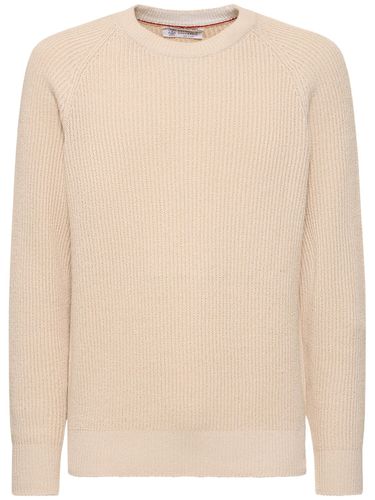 Cotton Knit Crewneck Sweater - BRUNELLO CUCINELLI - Modalova