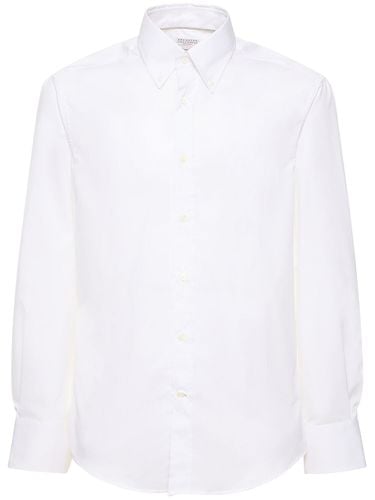 Cotton Twill Button Down Shirt - BRUNELLO CUCINELLI - Modalova