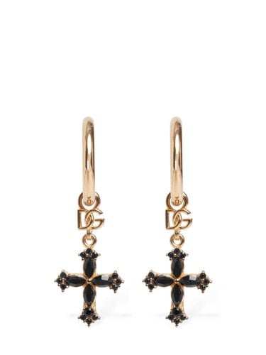 Plated Hoop Cross Earrings - DOLCE & GABBANA - Modalova