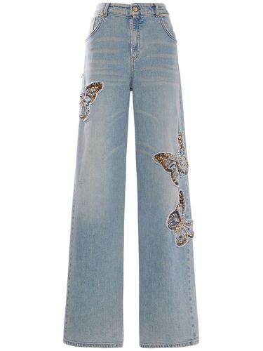 Butterfly Mid Rise Wide Denim Jeans - BLUMARINE - Modalova