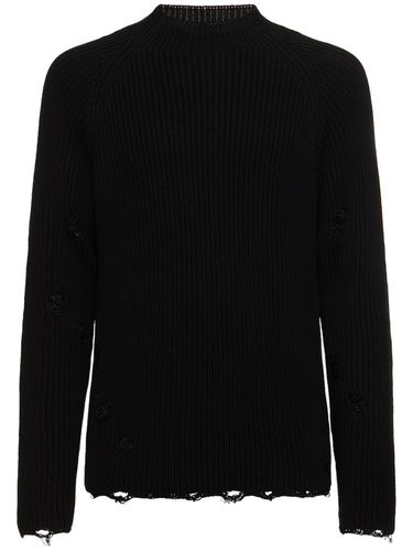 Distressed Cotton Knit Sweater - MM6 MAISON MARGIELA - Modalova