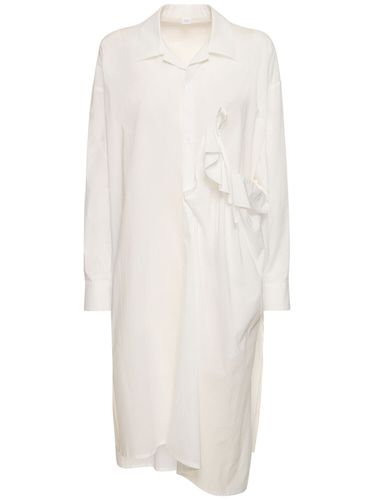 Asymmetric Gathered Cotton Midi Dress - YOHJI YAMAMOTO - Modalova