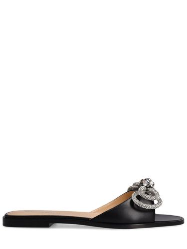 Mm Double Bow Leather Flat Sandals - MACH & MACH - Modalova