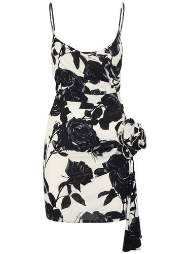 Draped Rose Print Mini Dress - BALMAIN - Modalova