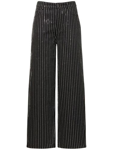 Sequined Cotton Twill Wide Pants - ROTATE - Modalova