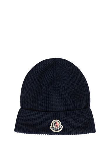 Logo Detail Cotton Beanie - MONCLER - Modalova