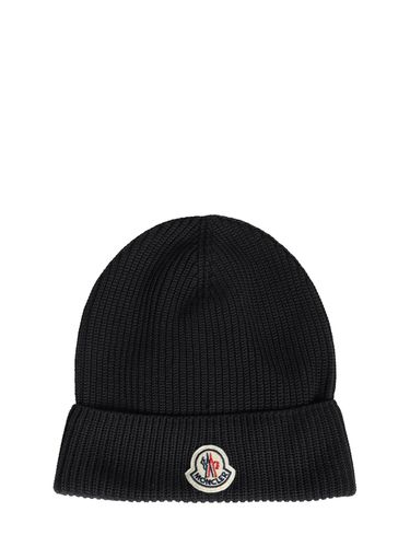 Logo Detail Cotton Beanie - MONCLER - Modalova