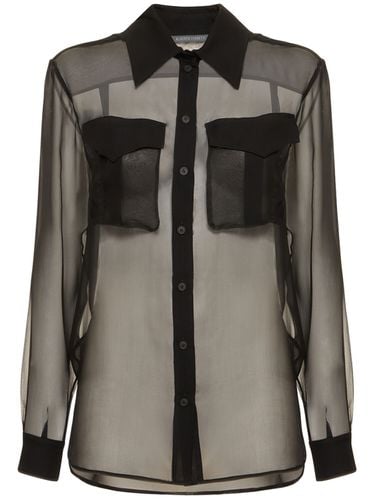 Sheer Silk Chiffon Shirt W/high Pockets - ALBERTA FERRETTI - Modalova