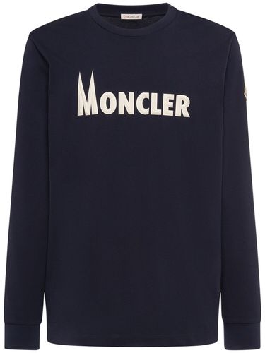 Logo Cotton Jersey Crewneck Sweatshirt - MONCLER - Modalova