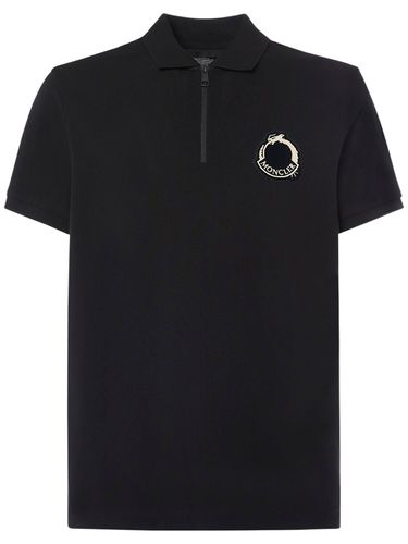 Cny Cotton Piquet Polo Shirt - MONCLER - Modalova