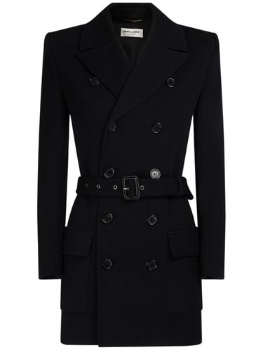 Saharan Wool Blend Jacket W/ Belt - SAINT LAURENT - Modalova