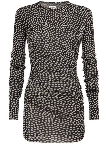 Printed Draped Tech Mini Dress - SAINT LAURENT - Modalova