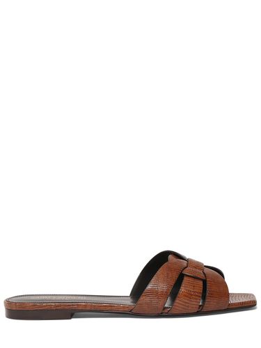 Mm Tribute Leather Flat Sandals - SAINT LAURENT - Modalova