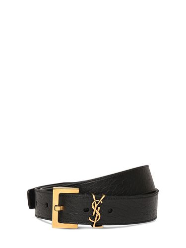 Mm Cassandre Leather Buckle Belt - SAINT LAURENT - Modalova