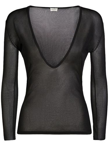 Scoop Neck Fine Viscose Top - SAINT LAURENT - Modalova