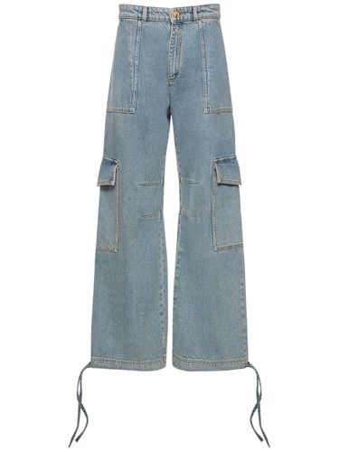 Wide Denim Cargo Jeans - MOSCHINO - Modalova