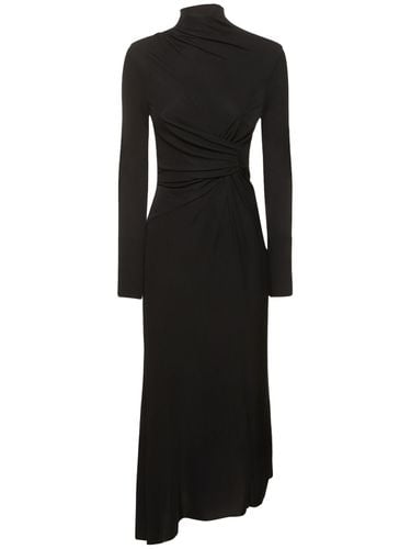 Asymmetric Draped High Neck Midi Dress - VICTORIA BECKHAM - Modalova