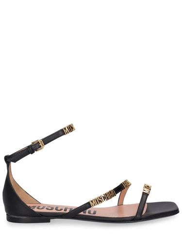 Mm Leather Flat Sandals - MOSCHINO - Modalova