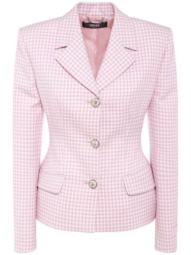 Double Wool Natté Single Breast Jacket - VERSACE - Modalova