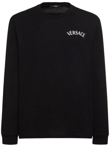 Langärmeliges T-shirt Aus Baumwolle Mit Logodruck - VERSACE - Modalova