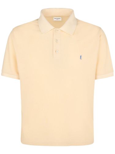 Cassandre Cotton Blend Polo Shirt - SAINT LAURENT - Modalova