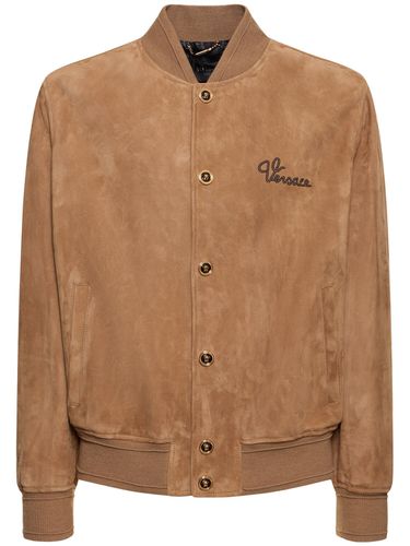 Logo Suede Jacket - VERSACE - Modalova