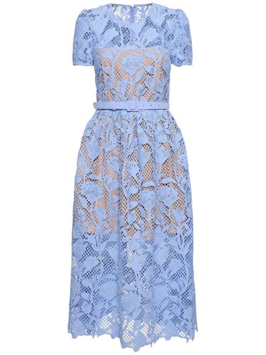 Short Sleeve Lace Midi Dress - SELF-PORTRAIT - Modalova