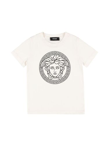 T-shirt Aus Baumwolljersey Mit Medusadruck - VERSACE - Modalova