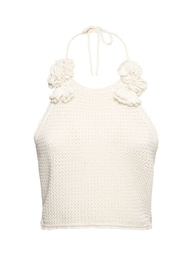 Halter Neck Crochet Crop Top W/ Roses - SELF-PORTRAIT - Modalova