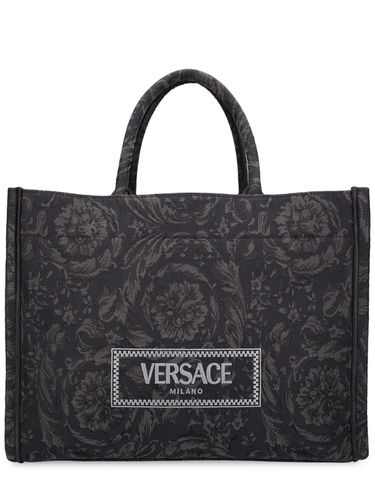 Large Tech Jacquard Tote Bag - VERSACE - Modalova