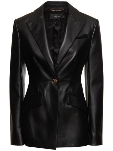 Single Breast Nappa Leather Jacket - VERSACE - Modalova