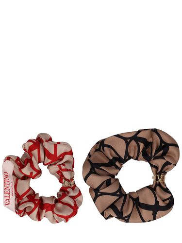 Scrunchie In Twill Di Seta Con Logo - VALENTINO GARAVANI - Modalova