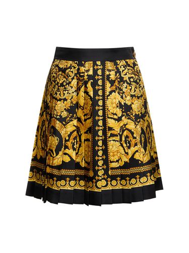 Baroque Printed Silk Twill Skirt - VERSACE - Modalova