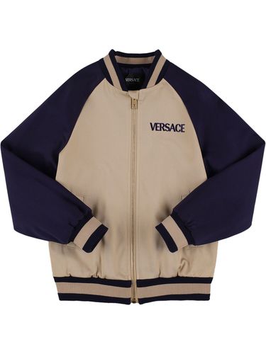 Collegejacke Aus Leder Mit Stickerei - VERSACE - Modalova