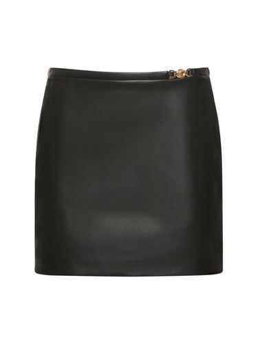 Leather Plongé Mini Skirt W/logo - VERSACE - Modalova