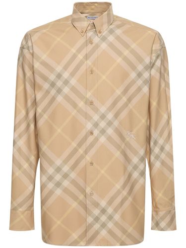 Logo Check Printed Cotton Shirt - BURBERRY - Modalova