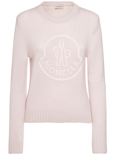 Embroidered Logo Wool Blend Sweater - MONCLER - Modalova