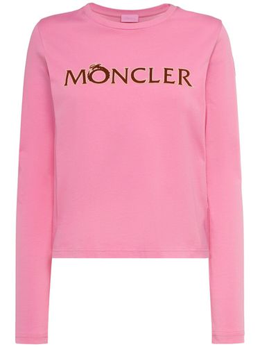 Cny Logo Cotton Long Sleeve T-shirt - MONCLER - Modalova