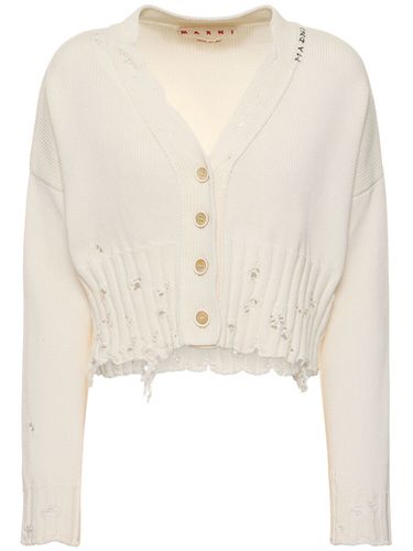 Distressed Cotton Knit Crop Cardigan - MARNI - Modalova