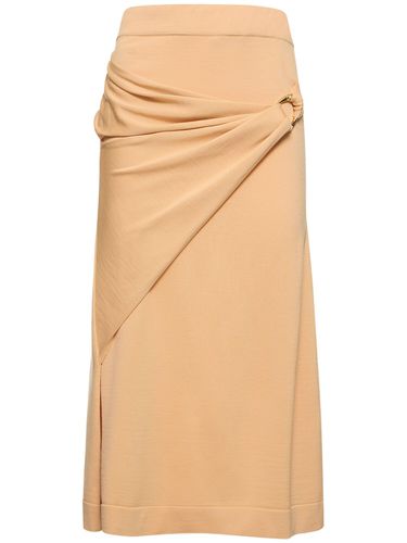 Wool Knit Draped Midi Skirt W/ Ring - JIL SANDER - Modalova